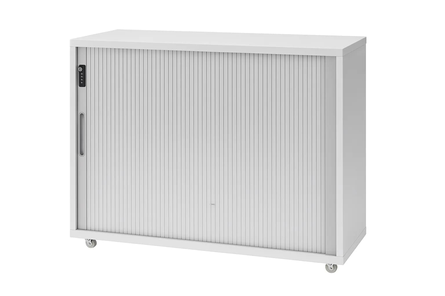 White Low Tambour Storage Cabinet, photograph 1 of 1